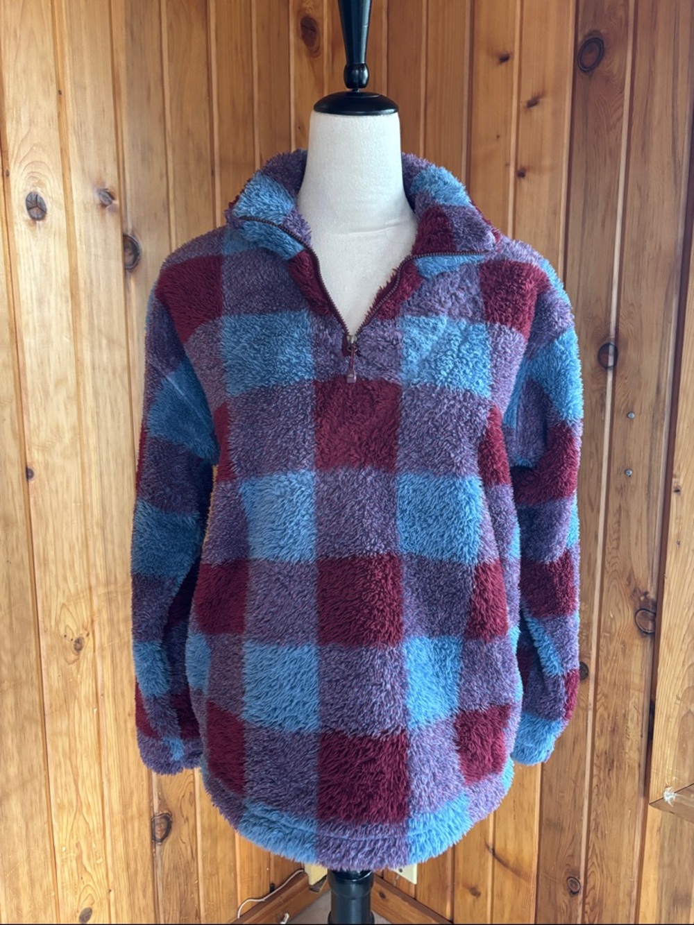 Eddie Bauer Plaid Fleece Sherpa Pullover
